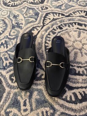 a new day Black Slip-On Mule with Gold Bit Accent